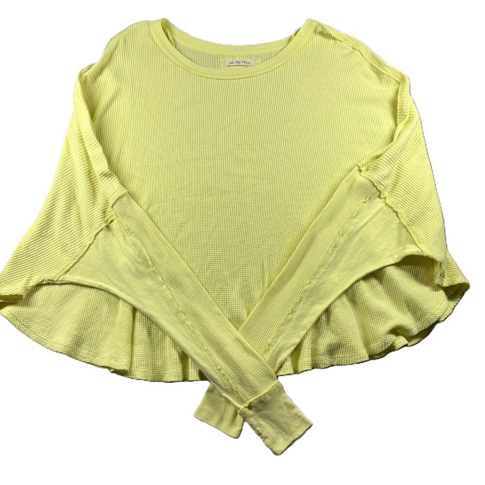 We The Free Women Microphone Drop Thermal Top Thumb Holes Yellow Medium P143